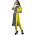 thumbnail image 4 of Moomaya V Neck Straight Tunic For Women Roll Up Sleeve Printed Cotton Kurta, 4 of 6