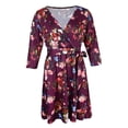 thumbnail image 4 of cuello en V mujer 3/4 vestido corto floral envoltura del vestido midi xl rojo SG Sunnimix Vestido en V floral con cuello en V, 4 of 8