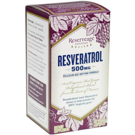 Reserveage - Resveratrol 500 mg, cellulaire Formule anti-âge, 60 capsules végétariennes