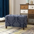 thumbnail image 6 of Rectangle Knitting Ottoman Slipcovers Stretch Ottoman Cover Footstool Pouf Cover-Coffee color-1 Piece, 6 of 7