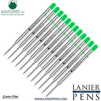 Lanier Combo Pack - 12 Pack - Monteverde Capless Ceramic Gel P42 Ink Refill Compatible with most Parker Style Ballpoint Pens - Green (Fine Tip 0.6mm)