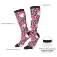 thumbnail image 4 of Knee High Socks for Women Men Athletic - Pink Leopard Print Mushroom Thigh-High Black Sole Comfort Breathable Long Socks for Casual Travel Running, 4 of 7