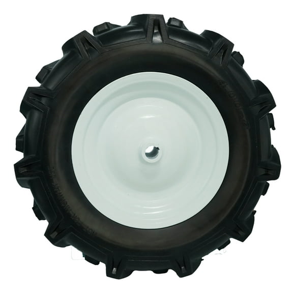4.80/4.00-8 Tiller Tire with 3/4 Bore and Keyway, 3 1/8” Center Hub Flat Free Tire and Wheel with Lug Tread for Rototiller ATV Trailer Garden Cart