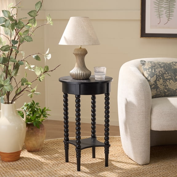 Safavieh Orbis Wood Modern Round End Table, Matte Black