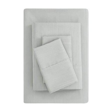 Mainstays Super Soft Brushed Microfiber Bed Sheet Set, Grey Stria, Queen, 4 Piece