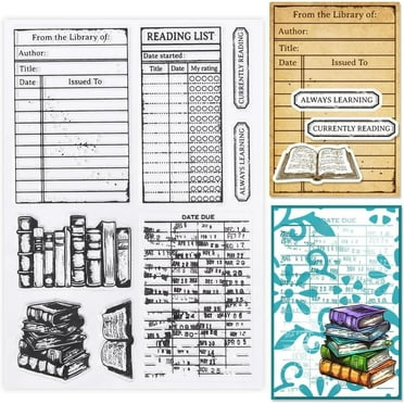 1Sheet Books Clear Stamps Library Card Silicone Clear Stamp Seals Transparent Stamps for DIY Scrapbooking Cards Making Photo Album Journal