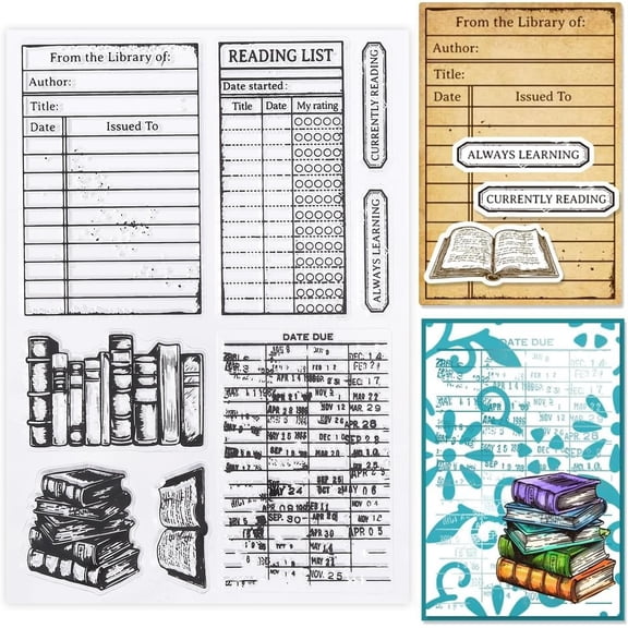 Books Clear Stamps Library Card Silicone Clear Stamp Seals Transparent Stamps for DIY Scrapbooking Cards Making oto Album Journal