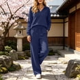thumbnail image 6 of QSXADF Fall 2 Piece Sweatsuits Women Casual Tracksuit Set Solid Collared Long Sleeve Elastic Waist Pocket Pants Set Daily Women Fall Winter Outfits, 6 of 6