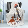 thumbnail image 4 of Dog Soft Flannel Fleece Throw Blanket, Young Modern Girl Taking Pack Dog for a Walk in the Rain Fun Joyful Times Print, Cozy Plush for Indoor and Outdoor Use, 50" x 70", Multicolor, by Ambesonne, 4 of 5