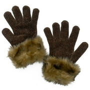 Chenille Gloves With Faux-Fur Trim