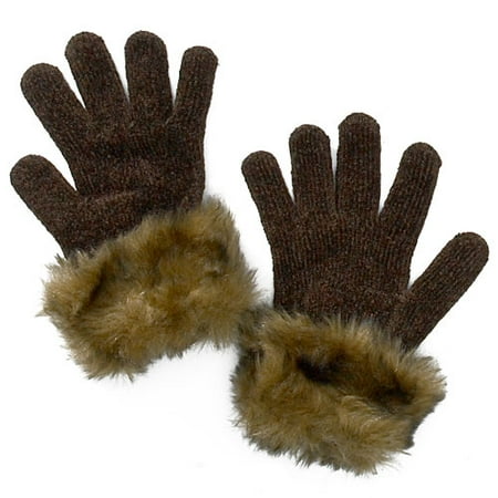 Chenille Gloves With Faux-Fur Trim