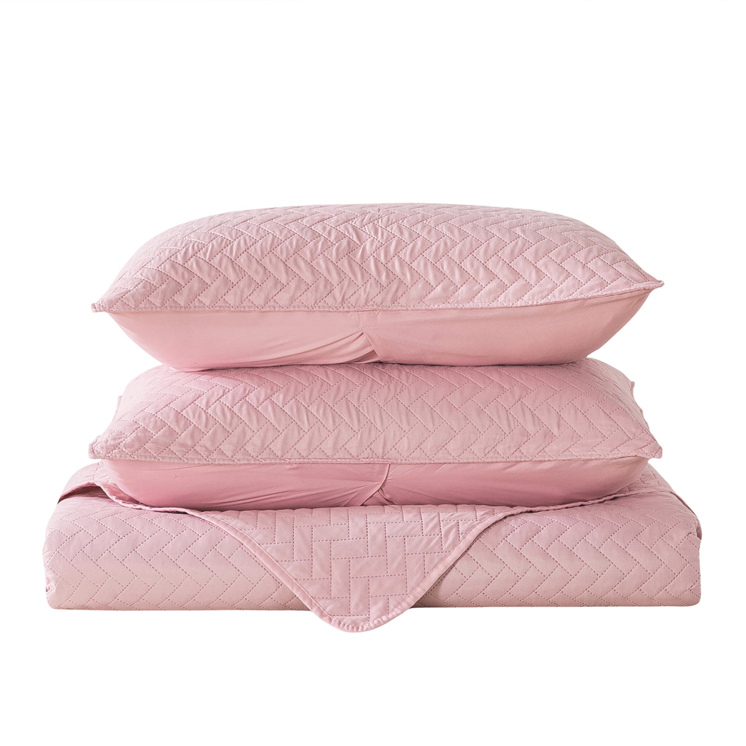 JML Quilt Set King Size Lightweight Bedspread, Soft Summer Quilt Bedding Set Coverlet for All Seasons with 3 Piece (1 Quilt, 2 Pillow Shams), Pink