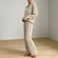 thumbnail image 5 of MLCDZ Lounge Sets for Women Loose V Neck Long Sleeves Top and Elastic Waist Wide Leg Pants Vacation Matching Track Suits Fall Outfits, 5 of 8