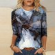 thumbnail image 1 of ICHUANYI Clearance Women's Fashion Printed Loose T-shirt Mid-length 3/4 Sleeves Blouse Round Neck Casual Tops(Gray, S) ICHUANYI WER2023080912167, 1 of 5