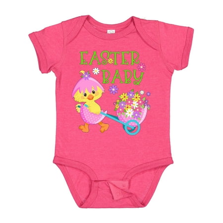 

Inktastic Easter Baby Hatching Chick with Flowers Gift Baby Boy or Baby Girl Bodysuit