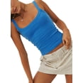 thumbnail image 2 of Women Sleeveless Solid Color Ribbed Tank Crop Top Spaghetti Strap Scoop Neck Slim Fit Tee Shirt Y2K Streetwear, 2 of 4