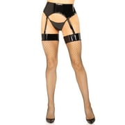 Leg Avenue Women's 2 PC Vinyl Garter Belt Fishnets and Panty