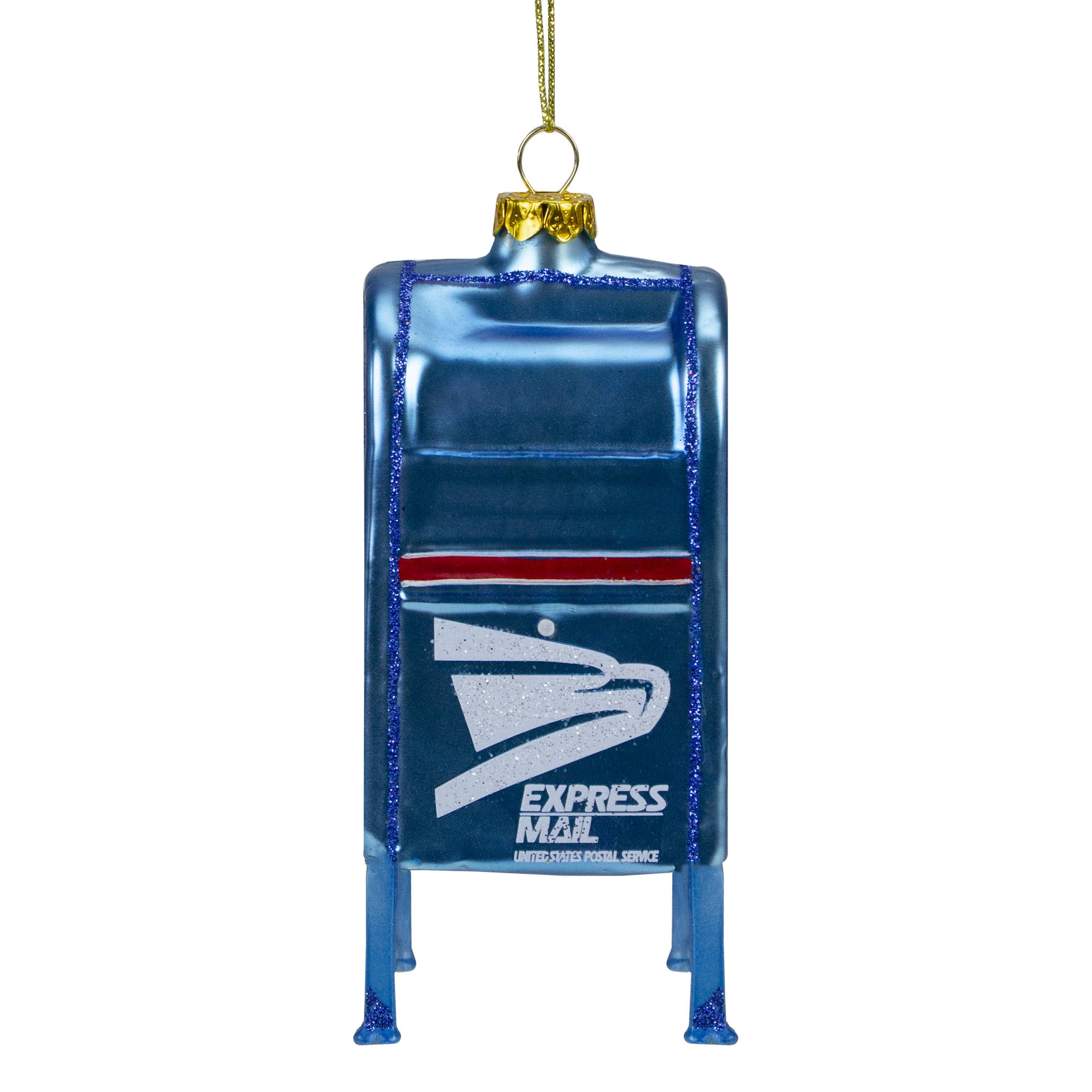 5 Blue And White Usps Post Office Mailbox Glass Christmas