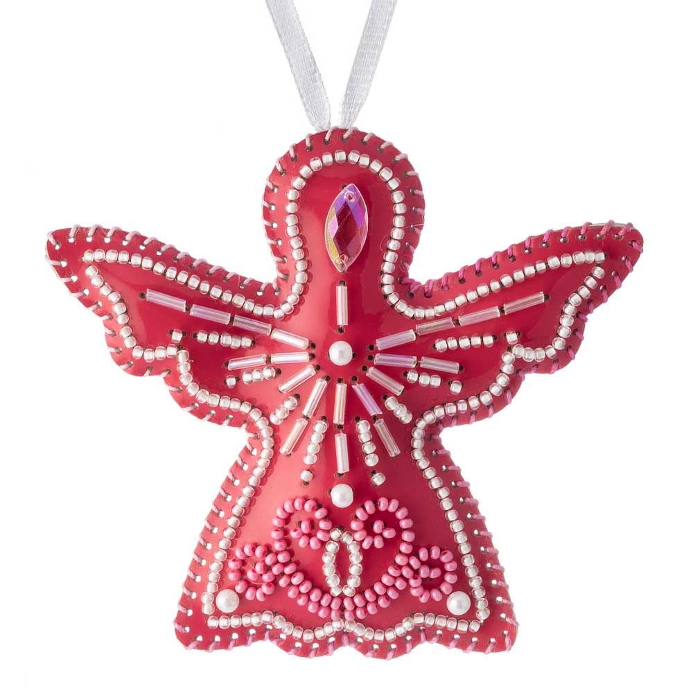 Bead embroidery kit on artificial leather Angel Christmas Ornament FLBB-132