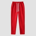 thumbnail image 4 of SLdy Mens Sweatpants Straight-Leg with Pockets Elastic Drawstring Waist Jogging Running Workout Gym Athletic Activewear Casual Comfort, Red M, 4 of 5