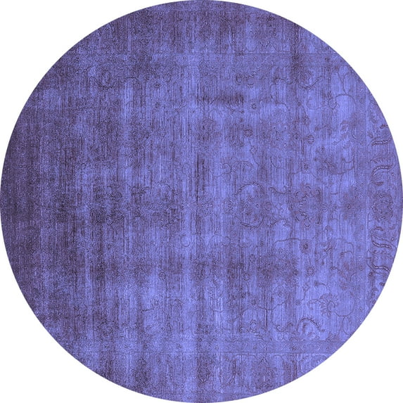 Ahgly Company Machine Washable Indoor Round Oriental Blue Industrial Area Rugs, 6' Round