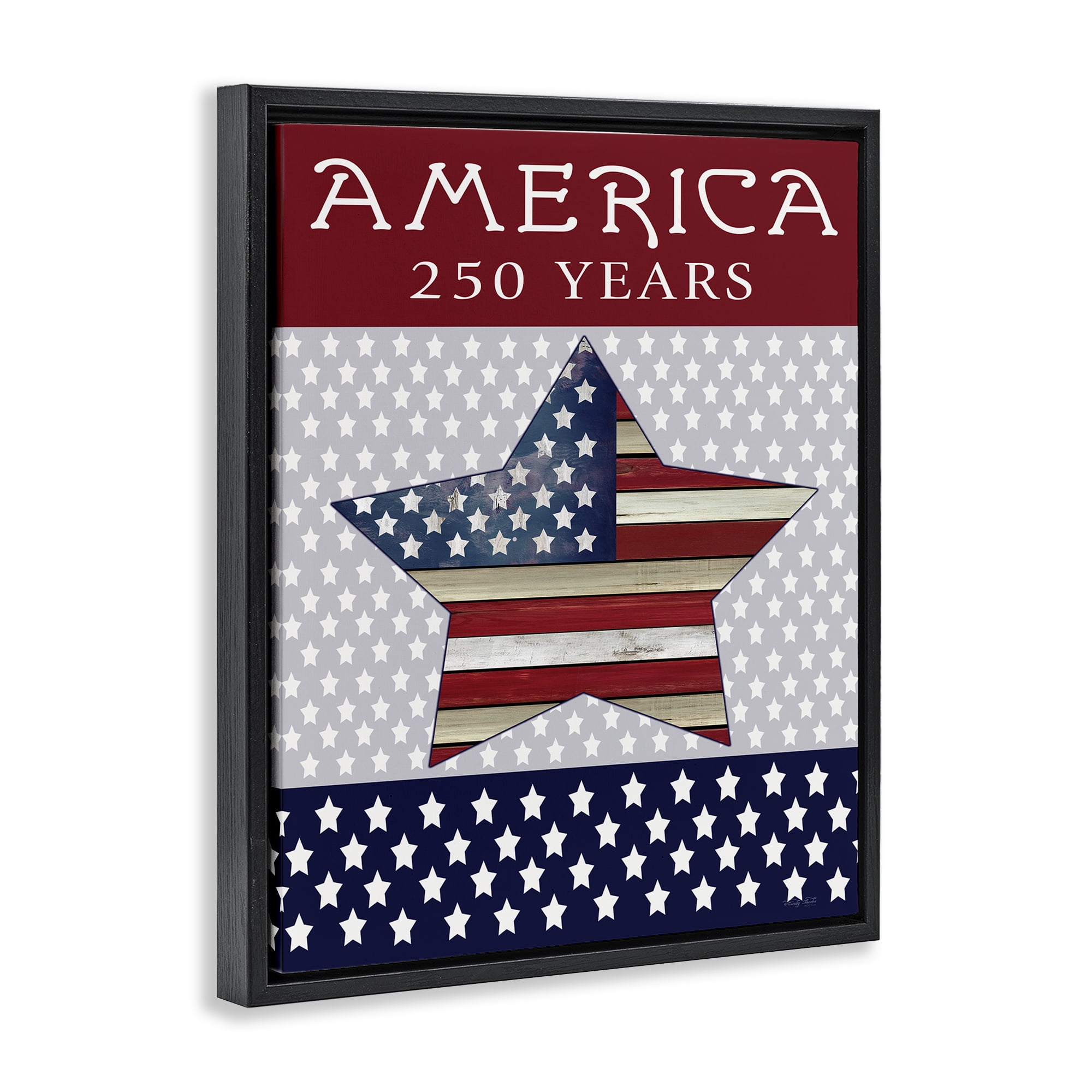 Stupell Industries Historic America 250 Years Black Framed Floater Canvas Wall Art, design by Cindy Jacobs