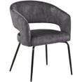 thumbnail image 3 of LeisureMod 7-Piece Dining Set with Glass Top Table, Golden Steel Base, and Upholstered Open-Back Chairs in Velvet, Modern Dining Room Furniture Voren Collection in Charcoal, 3 of 13