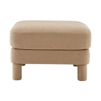 JERFIT Modern Boucle Fabric Ottoman with Cylindrical Legs for Living Room, Coffee