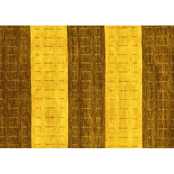 Ahgly Company Machine Washable Indoor Rectangle Abstract Yellow Modern Area Rugs, 7' x 9'