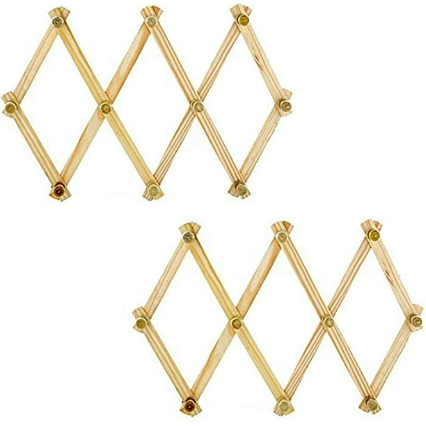 Set Of 2 Wood Expandable Hat, Cap, Belt, Umbrella Wall Racks w/ Pegs
