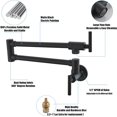 thumbnail image 3 of Pot Filler Wall Mount Commercial Pot Filler Faucet Stainless Steel Material Kitchen Folding Tap Coffee Machine Faucet with Stretchable Double Joint Swing Arms Regular Style Matte B, 3 of 6