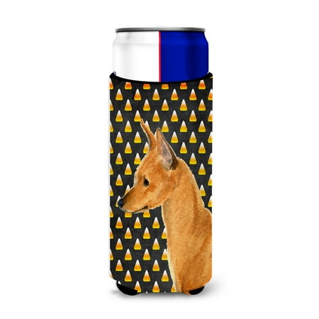 

Min Pin Candy Corn Halloween Portrait Ultra Hugger for slim cans