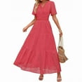 thumbnail image 2 of Women's Floral Lace A-Line Maxi Dress - Romantic Tiered Summer Dress with Elastic Waist, 2 of 16