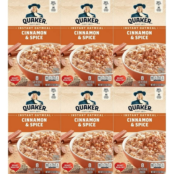 Quaker Instant Oatmeal Cinnamon and Spice 8 ct 1.51 oz Packets 12.1 oz 6 ea