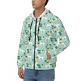 thumbnail image 3 of Wukai Horse And Flower Print Men's Zip-Up Hoodie,Fleece Full-Zip Hoodie for Men, Hooded Sweatshirt-Medium, 3 of 5