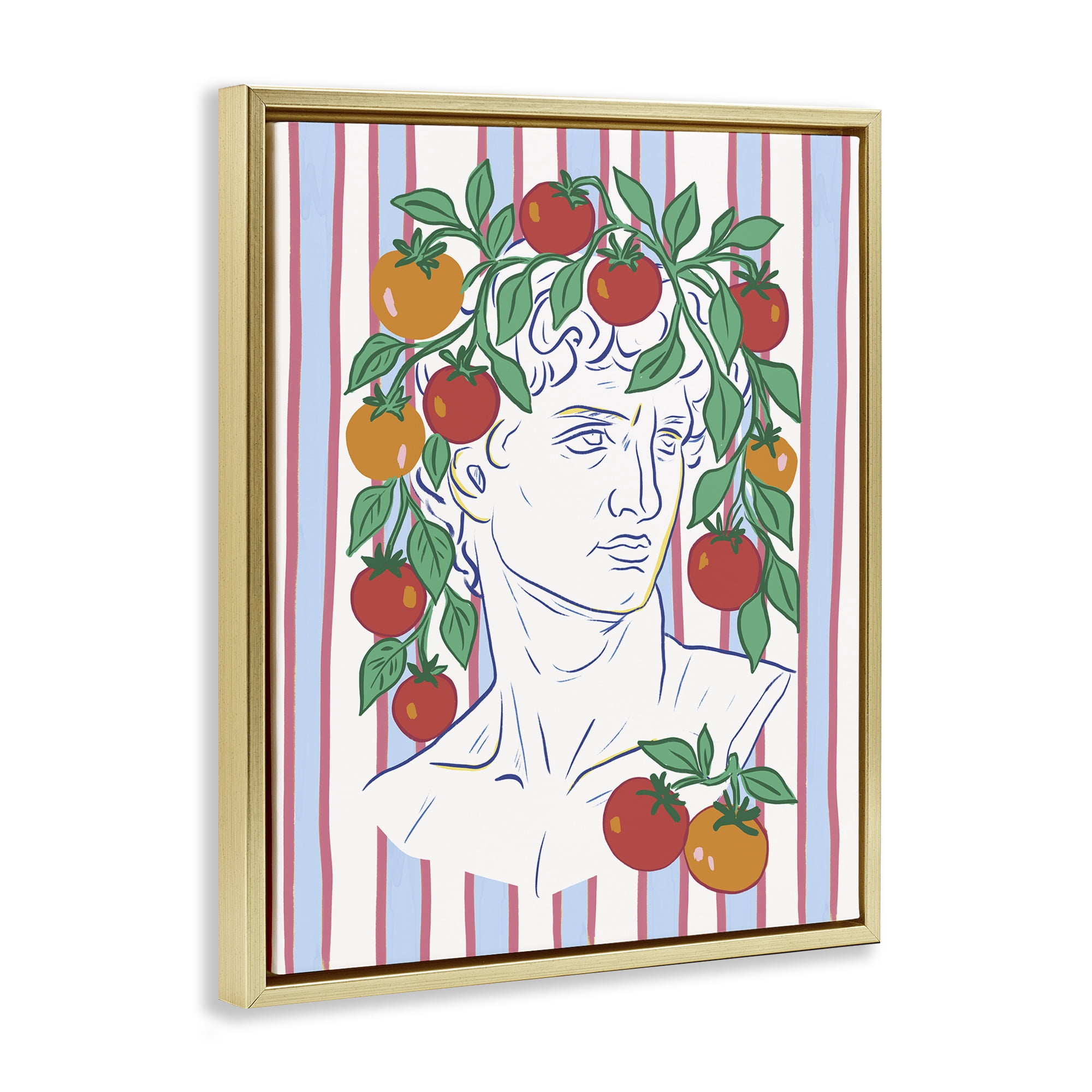 Stupell Industries La Rossa Sculpture Face Gold Framed Floater Canvas Wall Art, design by Radhika Modi
