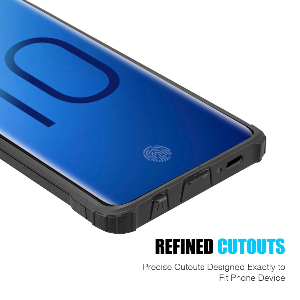 BUNDLE: Rugged Performance Dual Layer Hybrid Case for Galaxy S10 Plus (Black) & USB Car Charger Adapter - Ultra Lightweight, Port Covers, Bumper Corner Protection, Shock Absorption, Raised Lip Guard
