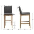 thumbnail image 5 of Guyou 30" Bar Stools Set of 2, Modern Linen Upholstered Kitchen Island Chairs, Rustic Farmhouse Wooden Barstools with Backrest and Footrest for Dining Room Home Bar Patio Club, Charcoal, 5 of 9