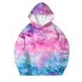 thumbnail image 3 of WQNVRNR Girls Print Hooded Sweatshirt- Kangaroo Pocket Fall Pullover Casual Long Sleeves Hoodies Pink Size 8, 3 of 8