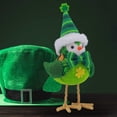 thumbnail image 3 of St Patricks Day Decor 2 Piece Set Standing Fabric Bird Figurines With Green Shamrock Accents Plush Decor For Home Table Mantel Shelf Holiday Party Decoration, 3 of 5
