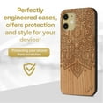 thumbnail image 2 of Case Yard Wooden Case Outside Soft TPU Silicone, Slim Fit Shockproof Wood Protective Phone Cover for Girls Boys Men and Women, Supports Wireless Charging Lara Mandala Design case for iPhone-12-Mini, 2 of 7