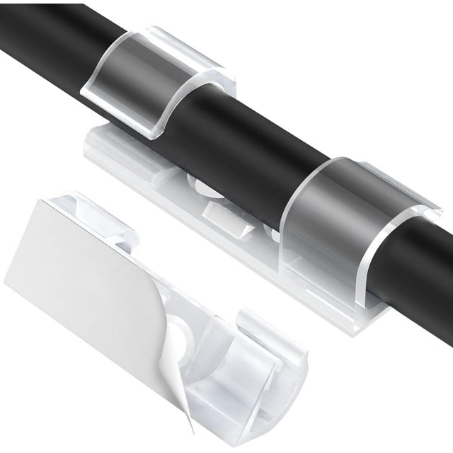 Paquete de 100 bridas adhesivas para cables, bridas autoadhesivas para cables, bridas para TV/coche/PC/oficina/hogar, transparente JM