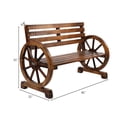 thumbnail image 3 of SUREGO Rustic Wooden Wagon Wheel Bench, 2-Person Outdoor Garden Bench with Slatted Seat & Backrest, Solid Fir Wood Patio Furniture, Brown, 3 of 8