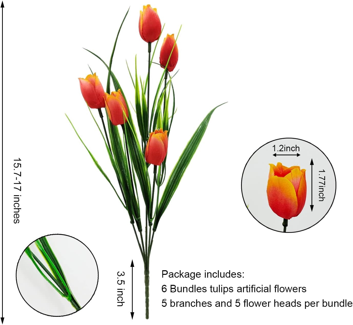 Morttic 8 Pcs Tulips Artificial Flowers for Outdoors, Fake Plants Faux Plastic Silk Floral Arrangement for Home Indoor Outside Table Vase Garden Spring Decor