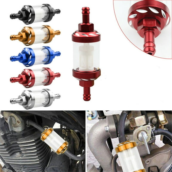 1pc 8mm Chrome Glass Fuel Filter Universal Washable Car Motorcycle Boats Inline Gasoline Diesel Fuel Filter