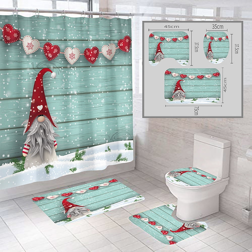 4-piece Christmas Bathroom Set, Traditional Scandinavian Christmas ...