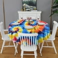thumbnail image 2 of Colorful Tie Dye Spiral Pattern Round Tablecloth 60"x60",Wrinkle Wipeable Table Cloth for Kitchen Dining Room Picnic Patio Party, 2 of 6