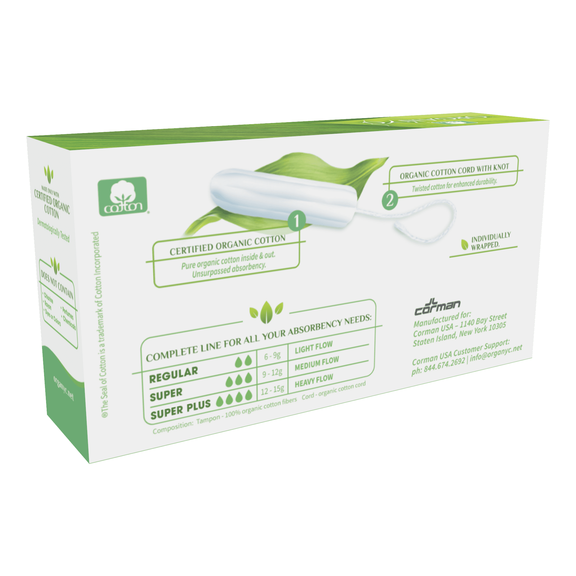 Organic Cotton Non Applicator Tampons - Super 16 ct