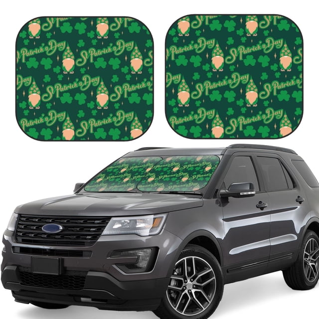 Wukai St Patrick's Day9 Car Front Windshield Sun Shade,Sun Visor Shield Block Automotive Interior Protector Blocks UV Rays-Medium
