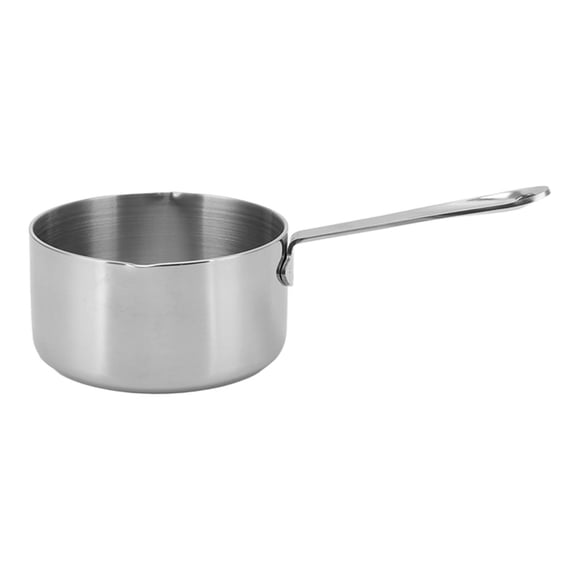 Calentador de mantequilla de acero inoxidable, olla de leche de fondo plano con boca de doble desviación y orificio para colgar chocolate, 500 ml